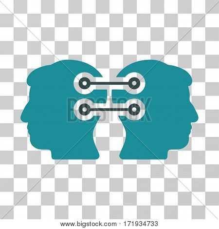 Dual Heads Interface Connection vector pictograph. Illustration style is a flat iconic bicolor soft blue symbol on a transparent background.