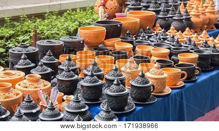 Thai Traditional Clay Pottery In Ko Kret Island, Thailand