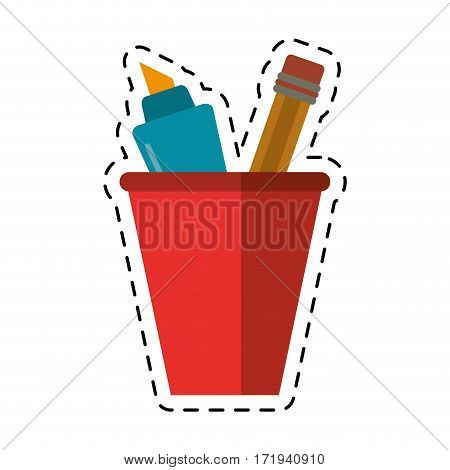 cartoon cup pencil school utensil vector ilustration eps 10