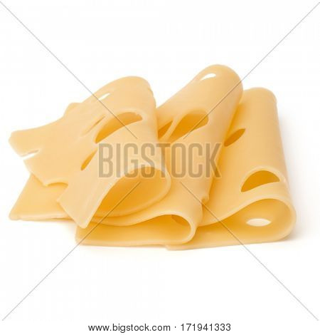 three Cheese slices isolated on white background