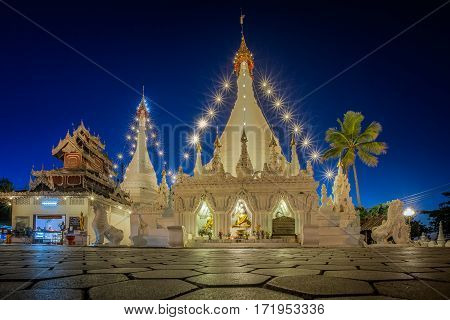 Temple Wat Phra That Doi Kong Mu at Mae Hong Son Thailand. night