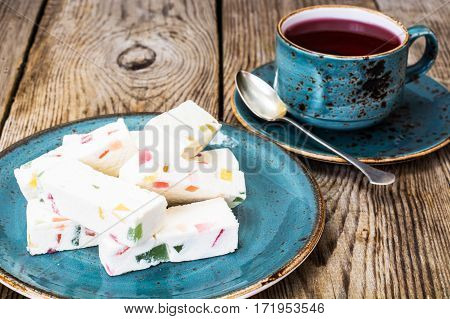 Pastilles with marmalade on plate. Studio Photo