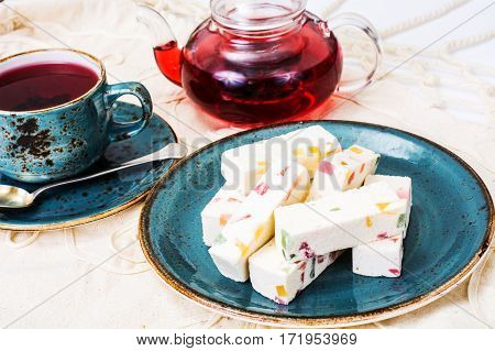 Pastilles with marmalade on plate. Studio Photo
