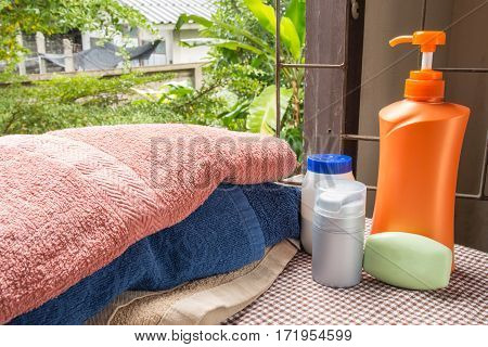 Bath Soap, A Towel And Cosmetics
