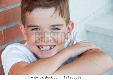 Portrait of a cute child with frackles