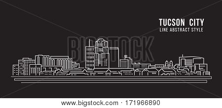 Cityscape Building Line art Vector Illustration design - Tucson city