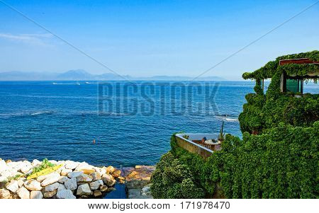 Naples Italy - April 21 2007: A house on the sea in the Posillipo quarter