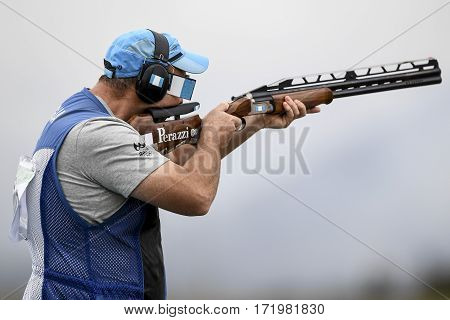 Rio Brazil - august 10 2016: BROL Enrique (GUA) during Double Trap Men at Olympic Games 2016 in Olympic Shooting Centre Deodoro