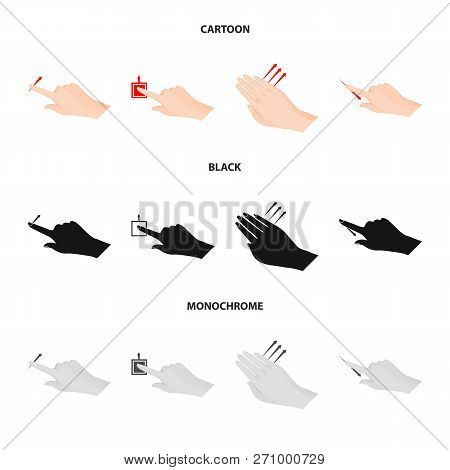 Vector Illustration Of Touchscreen And Hand Icon. Set Of Touchscreen And Touch Vector Icon For Stock