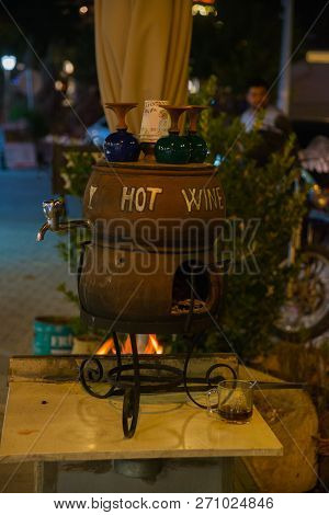 Traditional Turkish Hot Wine For Tourists In The Evening. Cappadocia, Turkey