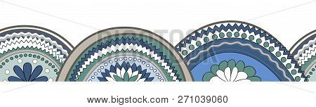 Doodle Circle Texture Horizontal Seamless Pattern Background