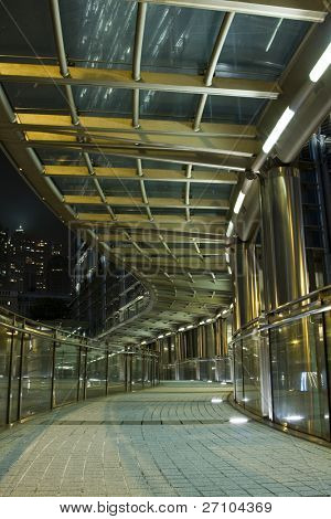 A modern flyover at night.