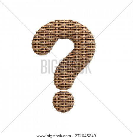 Wicker interrogation point - 3d rattan symbol isolated on white background. this alphabet is perfect for creative illustrations related but not limited to Decoration, design, craftsmanship...