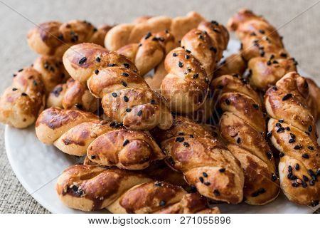 Turkish Salted Cookies With Black Cumin / Burgu Kurabiye.