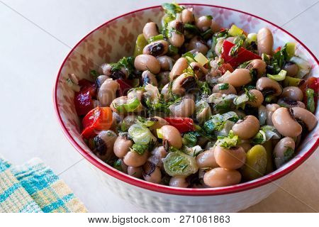 Kidney Bean Salad With Tomatoes, Parsley And Dill / Borulce Salatasi / Salata. Organic Food.