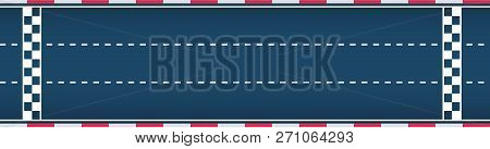 Three-lane Autosport Race Track. Motorsport Background. Vector Flat Illustration