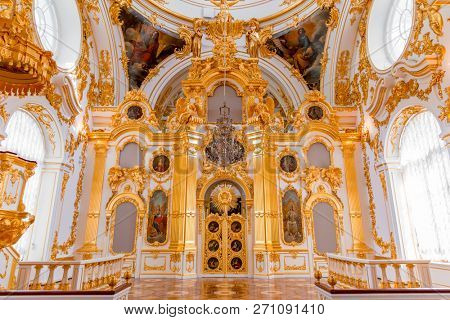 St. Petersburg, Russia - May 12, 2017: Interior of the State Hermitage, the Grand Church of the Winter Palace. Hermitage is one of the largest and oldest museums of art and culture in the world
