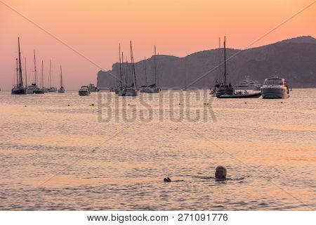 Santa Ponsa, Mallorca, Spain - July 24, 2013: View Of The Streets Resort Town Of Santa Ponsa In Summ
