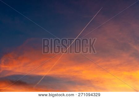 Beautiful Arizona Sunrise And The Launch Of The Gsat-29 Satellite From India In Center View