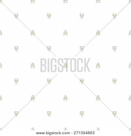 Elegant Thin Line Triangle Geometric Vector Pattern. Seamless Gold Minimalistic Shapes Background.