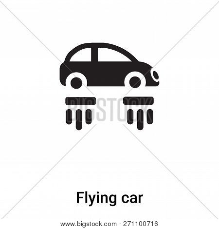Flying Car Icon In Trendy Design Style. Flying Car Icon Isolated On White Background. Flying Car Vec