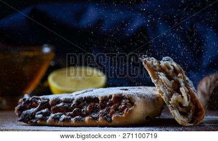 Beautiful Background For A Blog. Georgian Sweets. Dessert With Honey, Dried Fruit And Lemon.