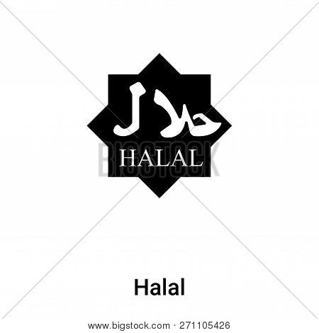 Halal Sign Icon In Trendy Design Style. Halal Sign Icon Isolated On White Background. Halal Sign Vec