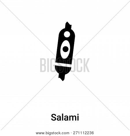 Salami Icon In Trendy Design Style. Salami Icon Isolated On White Background. Salami Vector Icon Sim