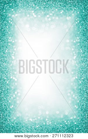 Elegant Teal Green Glitter Sparkle Confetti Background For Turquoise Happy Birthday Party Invite, Aq