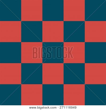 Red And Blue Checkered Background. Christmas And New Year Chess Cage. Chess Pattern. Chess Cage. Tra