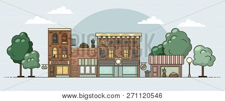 Flat Design Urban Colorful Landscape. Vector Illustration