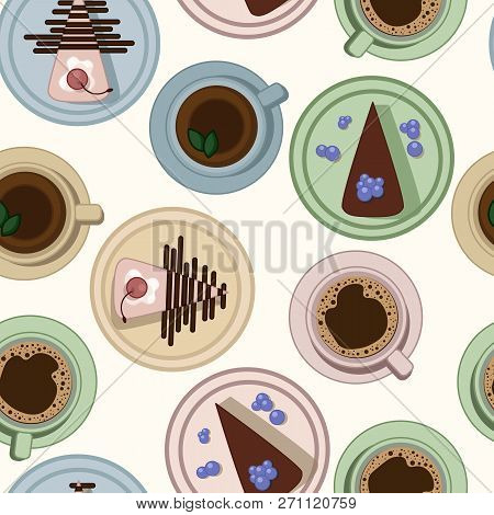 Tea And Coffee And Cakes Pastel Pattern