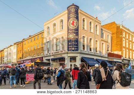 London. November 2018. A View Of The Distillery Pub At Portobello Road Market In London