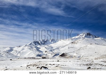 Travel Concept Photo. Turkey / Kayseri / Erciyes Mountain Winter View.