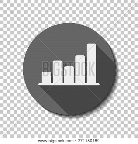 Finance Grapgic, Grow. Flat Icon, Long Shadow, Circle, Transparent Grid. Badge Or Sticker Style