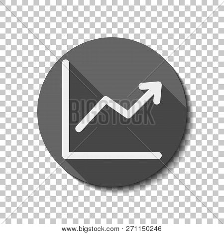 Finance Grapgic, Grow. Flat Icon, Long Shadow, Circle, Transparent Grid. Badge Or Sticker Style