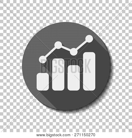 Finance Grapgic, Grow. Flat Icon, Long Shadow, Circle, Transparent Grid. Badge Or Sticker Style