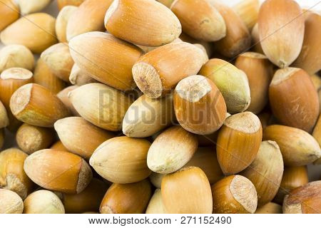 Hazelnuts. Stack Of Hazelnuts. Food Background. Hazelnut Background