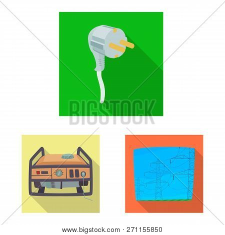 Isolated Object Of Electricity And Electric Icon. Set Of Electricity And Energy Stock Vector Illustr