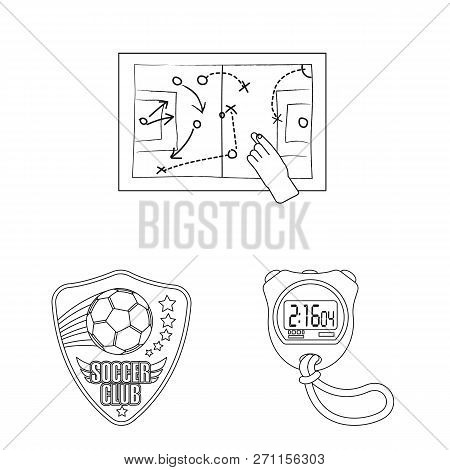 Vector Design Of Soccer And Gear Sign. Set Of Soccer And Tournament Stock Vector Illustration.