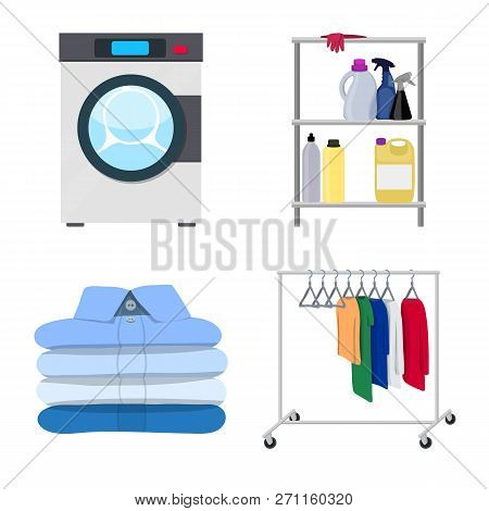 Vector Design Of Laundry And Clean Logo. Set Of Laundry And Clothes Vector Icon For Stock.