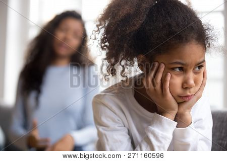 Offended African American Preschooler Girl Looking In Distance