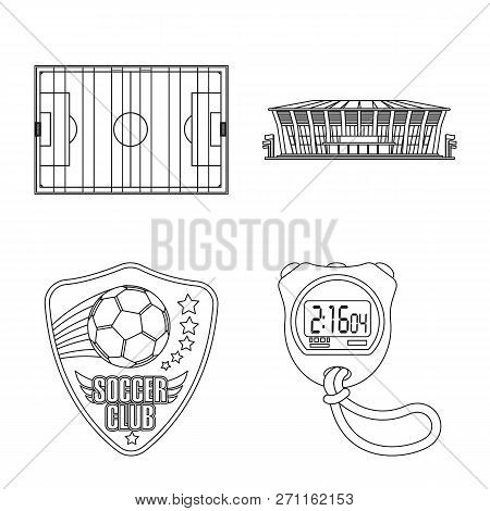 Isolated Object Of Soccer And Gear Logo. Set Of Soccer And Tournament Vector Icon For Stock.