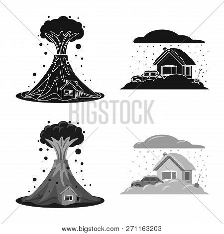 Vector Illustration Of Natural And Disaster Sign. Collection Of Natural And Risk Stock Vector Illust