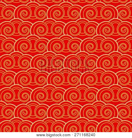 Festive Background With Cloud. Traditional Chinese Pattern. Seamless Texture, Design Element For The