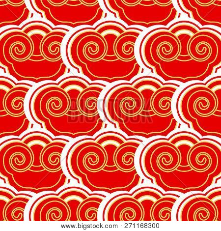 Festive Background With Cloud. Traditional Chinese Pattern. Seamless Texture, Design Element For The