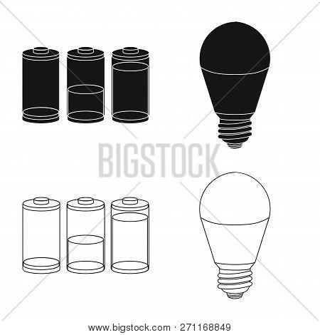 Vector Illustration Of Electricity And Electric Logo. Set Of Electricity And Energy Vector Icon For 