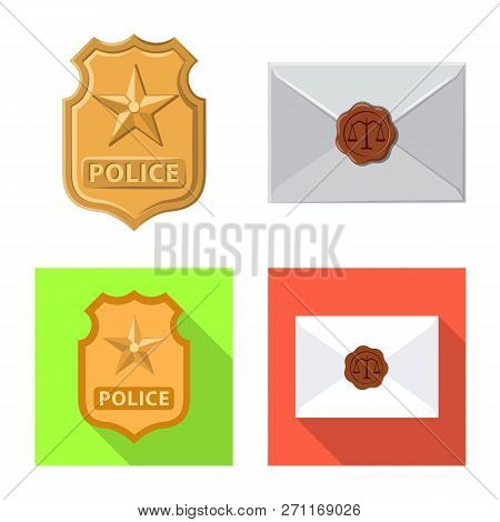 Isolated Object Of Law And Lawyer Sign. Collection Of Law And Justice Stock Symbol For Web.