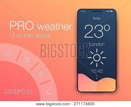 Weather Forecast App Ux Ui Design. Stock Vector