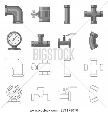 Vector Illustration Of Pipe And Tube Icon. Set Of Pipe And Pipeline Vector Icon For Stock.